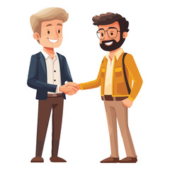 Fototapeta premium Shaking hands handshake business vector illustration isolated on white background, symbol of success deal, happy partnership, greeting shake, handshaking agreement flat sign design
