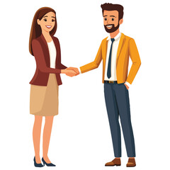 Obraz premium Shaking hands handshake business vector illustration isolated on white background, symbol of success deal, happy partnership, greeting shake, handshaking agreement flat sign design
