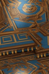Intricate ceiling with gold trim in palace architecture tile pattern