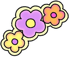 귀여운 알록달록 꽃 스티커