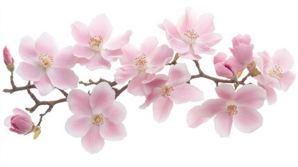 Naklejka premium Minimalist floral arrangement with pink roses and petals on clean white background