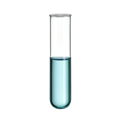 transparent test tube with blue liquid, science laboratory test tube isolated, medical lab glassware with chemical solution