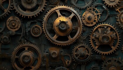 Intricate Steampunk Gear and Cog Design Vintage Background