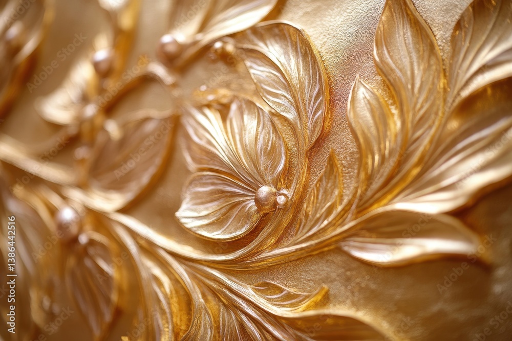 Aufkleber stylized golden leaves adorn a textured surface in an artistic display of nature-inspired elegance a