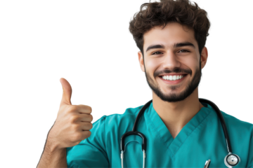 Smiling Doctor Thumbs Up Healthcare Professional Positive isolated on transparent background