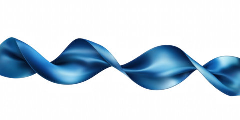 Abstract blue wavy form on transparent background