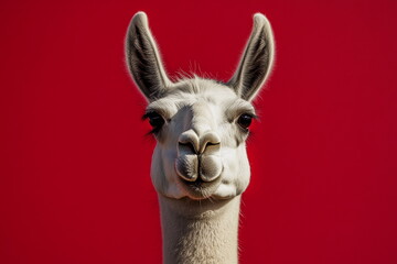 Obraz premium A clean and iconic portrait of a llama with strong contrast, suitable for modern design, branding, or pop-style graphics.