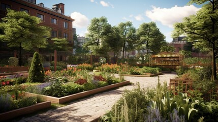 A photo of a sustainable urban garden.