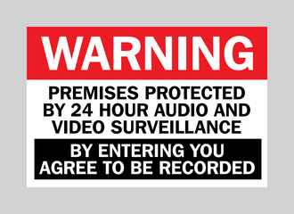 Warning Premises Protected by 24 Hour Audio and Video Surveillance Sign
