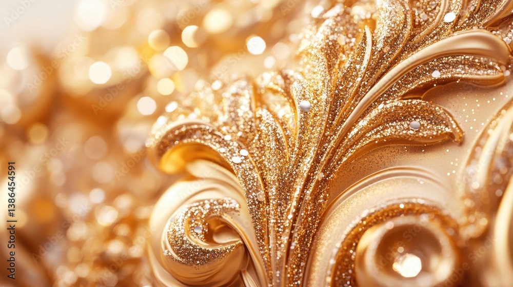 Aufkleber intricate golden detailing of a decorative element showcasing elegant swirls and glittering texture 