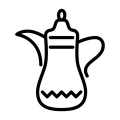Arabian coffee pot outline icon. coffee pot black line illustration.
