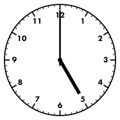 シンプルな時計のイラスト_5時