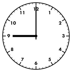シンプルな時計のイラスト_9時
