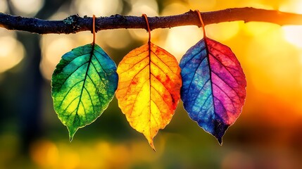 Obraz premium Autumnal Rainbow Leaves.