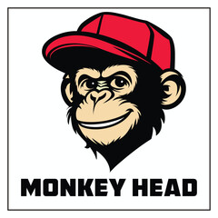 Fototapeta premium Monkey Head cartoon face illustration
