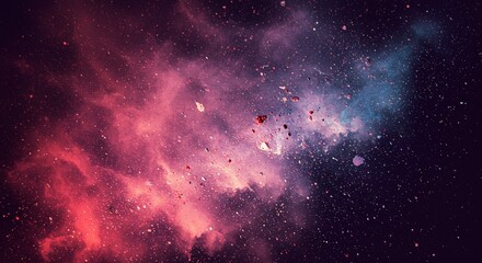 Fototapeta premium Cosmic Nebula Vibrant Pink and Blue Galaxy with Interstellar Dust and Stars