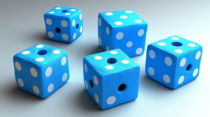 Blue Dice with White Dots: A Game of Chance and Luck