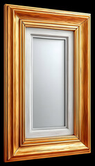 Golden ornate frame with white mat, isolated on black background