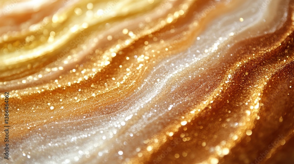 Aufkleber Golden bubbles float atop a shimmering surface, creating an elegant and captivating display in a warm light setting