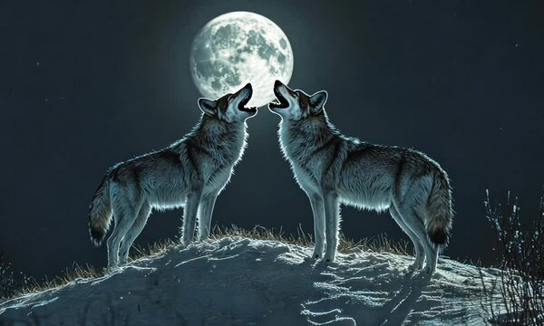 wolf howling at the moon