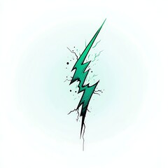 Obraz premium Modern Lightning Bolt Design Dark Outline on green Background