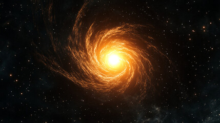 Single bright star glowing at center of black void