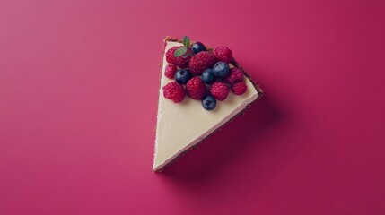 A decadent slice of cheesecake with a berry topping. Featuring indulgent desserts
