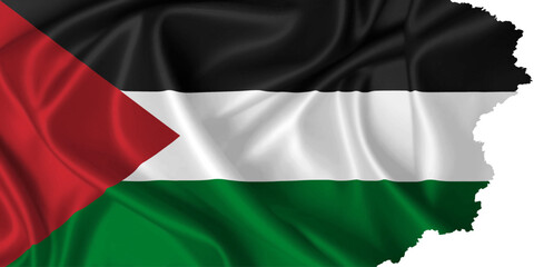 Palestine flag vector with torn edges on a transparent background