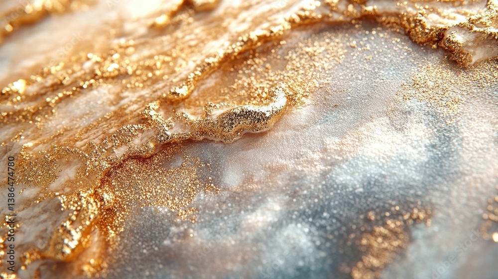 Aufkleber Golden waves reflect sunlight in a serene and tranquil setting, creating a mesmerizing shimmering effect at midday