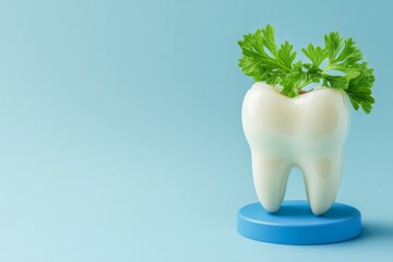 Dental zoom on tooth with food stuck - caries and gum disease concept