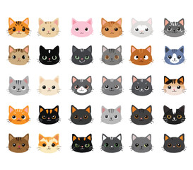 Different types of cat head vector