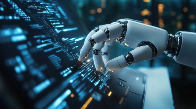 Robotic hand interacting with a digital interface