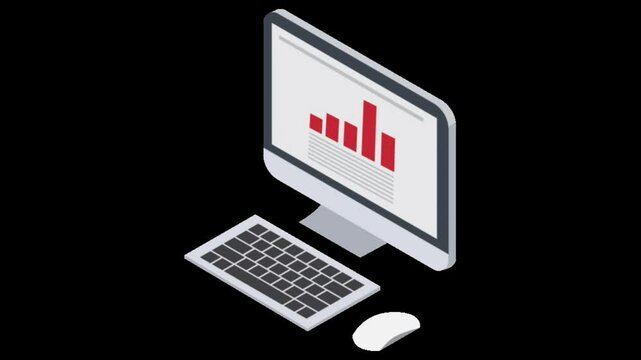 Sticker of a moving computer on a black background