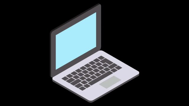 Sticker of a moving computer on a black background