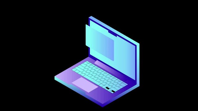 Sticker of a moving computer on a black background