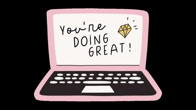 Sticker of a moving computer on a black background