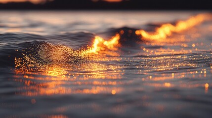 Golden Hour Water: Sparkling Sunset Waves