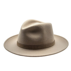 A Wool Hat in Soft Beige with a Wide Brim Isolated on Transparent Background
