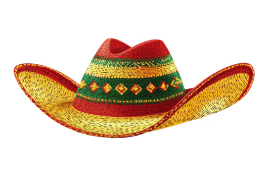 Detailed vector illustration of Mexican sombrero, celebration, transparent background