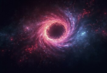 Fototapeta premium Swirling Galaxy with Central Black Hole and Cosmic Clouds