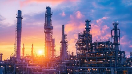 Industrial refinery complex at sunset (1)