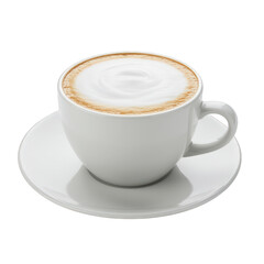 Obraz premium Steaming cup of cappuccino with frothy milk.