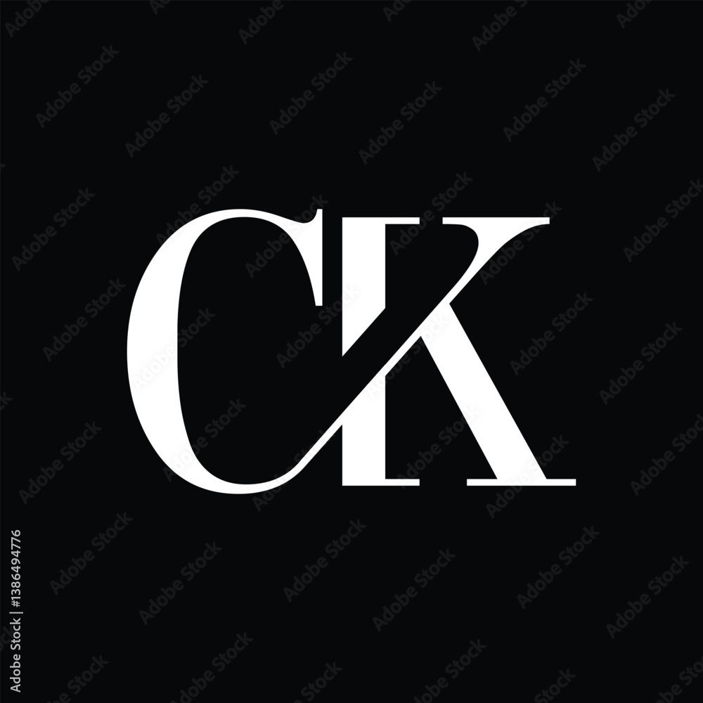 Poster the image shows a flat monogram an initial letter ck in serif font color that looks clean and sharp 