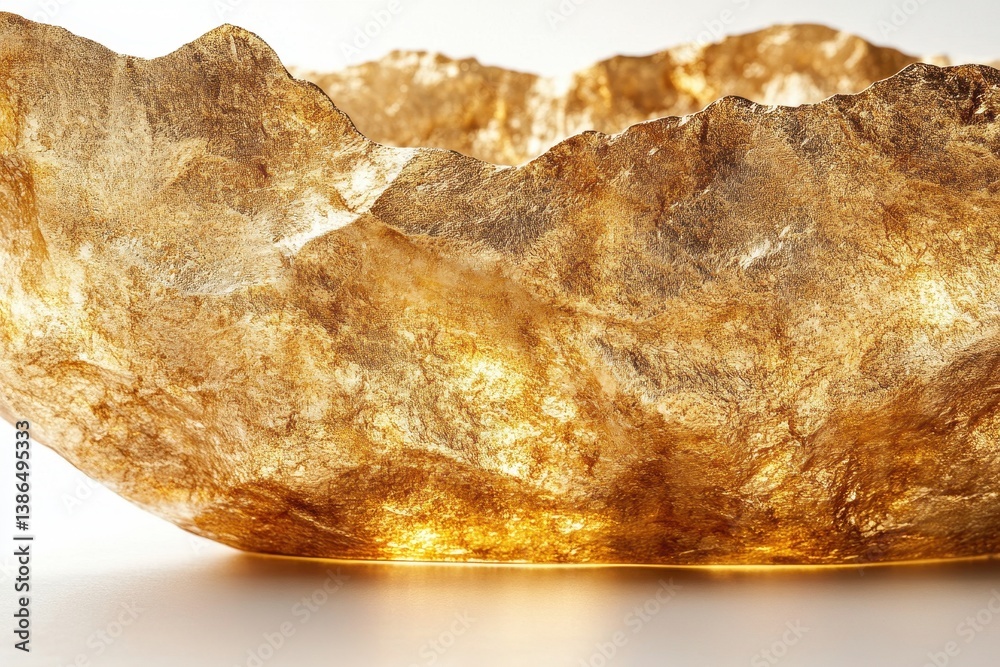 Aufkleber Shimmering golden texture with wavy pattern illuminated by soft light, showcasing luminous details and reflective qualities in a minimalist setting