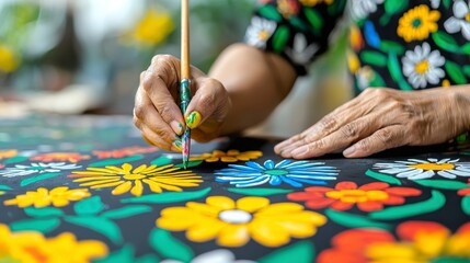 Obraz premium Colorful Floral Painting Process