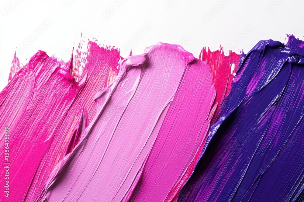 Poster Vibrant strokes of pink and purple paint on a canvas create an abstract expression of color and texture in an artistic environment