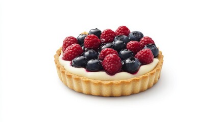 A fresh berry tart with a buttery crust and smooth cream filling. Featuring indulgent desserts