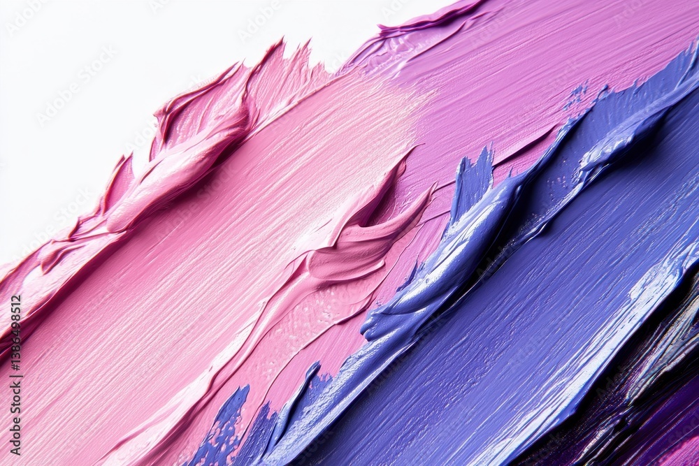 Poster Vibrant strokes of pink and purple paint on a canvas create an abstract expression of color and texture in an artistic environment