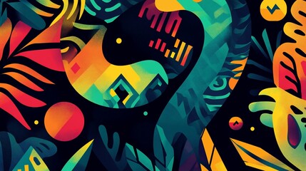 Obraz premium Vibrant Tropical Abstract Pattern Design