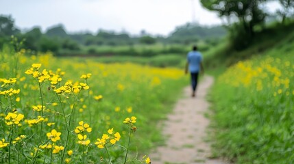 Lush Pathway Through Flowers